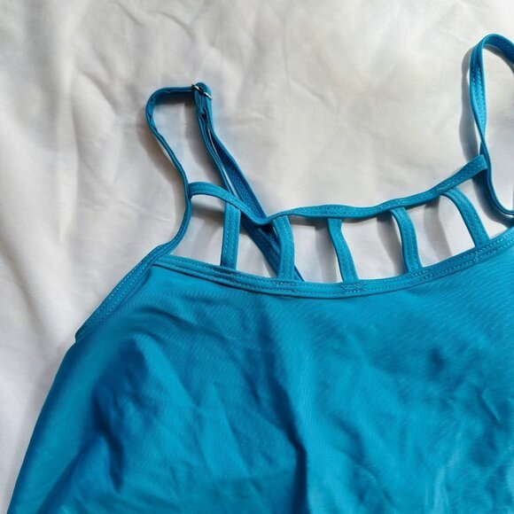 Dressfo Teal Blue Swimsuit Top Tapered Ladder Tankini Swim Top NWT Size S - Picture 2 of 11